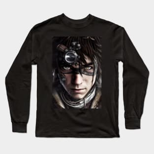 Captivating Cyberpunk Portrait of a Young Man Long Sleeve T-Shirt